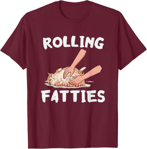Rolling Fatties Funny Cat Lover Men & Women T-Shirt - T-Shirt | Maroon
