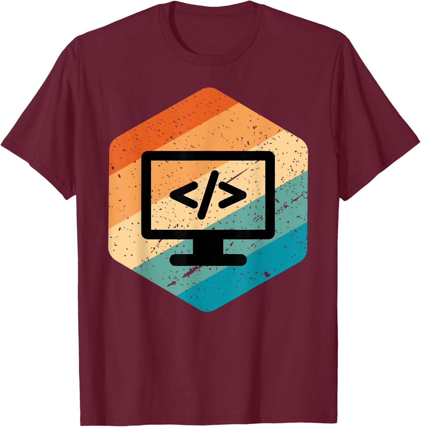 Retro Vintage Look Web Developer - CSS, JavaScript, and HTML T-Shirt - T-Shirt | Maroon