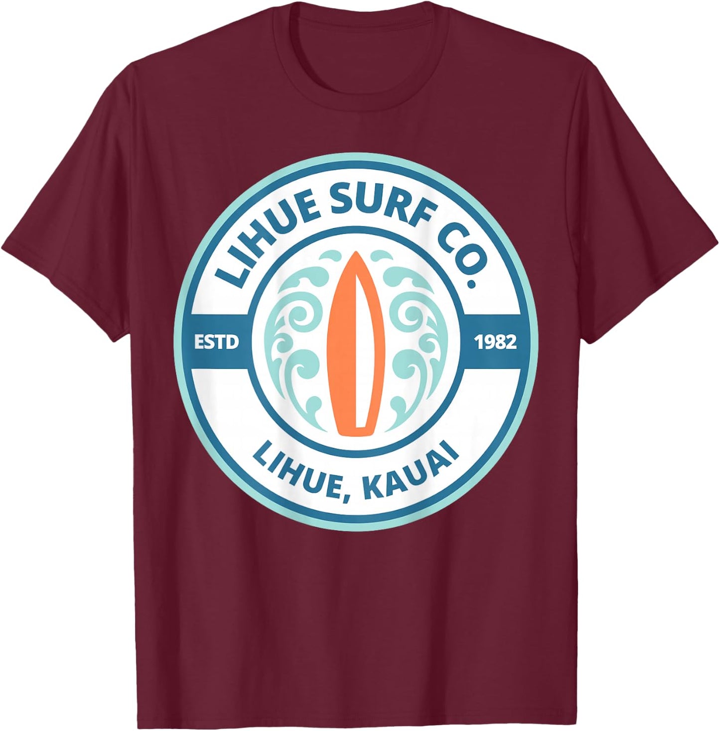 Lihue Surf Company Back Logo Kauai T-Shirt - T-Shirt | Maroon