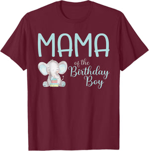 Mama of the Birthday Girl Matching Elephant Party T-Shirt - T-Shirt | Maroon