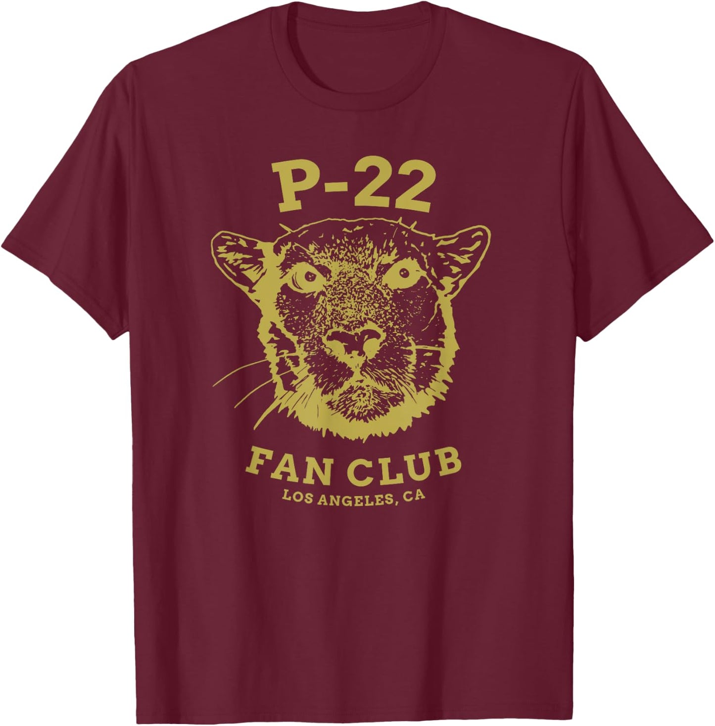 P-22 Mountain Lion Legend LA California Art P22 Peace Love T-Shirt - T-Shirt | Maroon