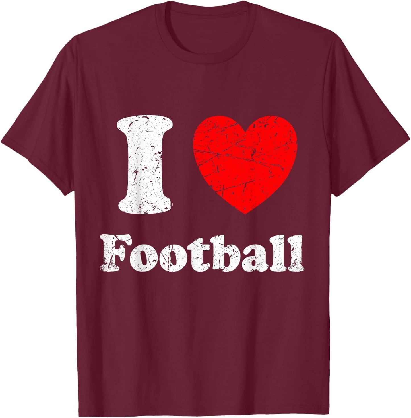 I Love Football Graphic T-Shirt - T-Shirt | Maroon