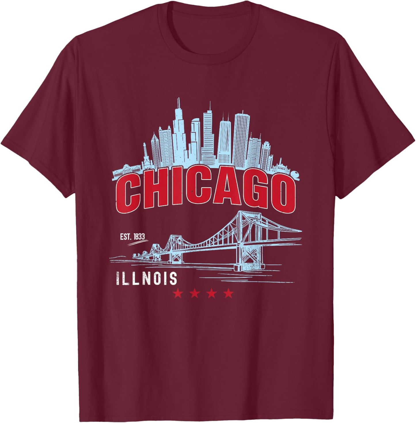 The Windy City | Vintage Chicago Illinois est. 1833 T-Shirt - T-Shirt | Maroon