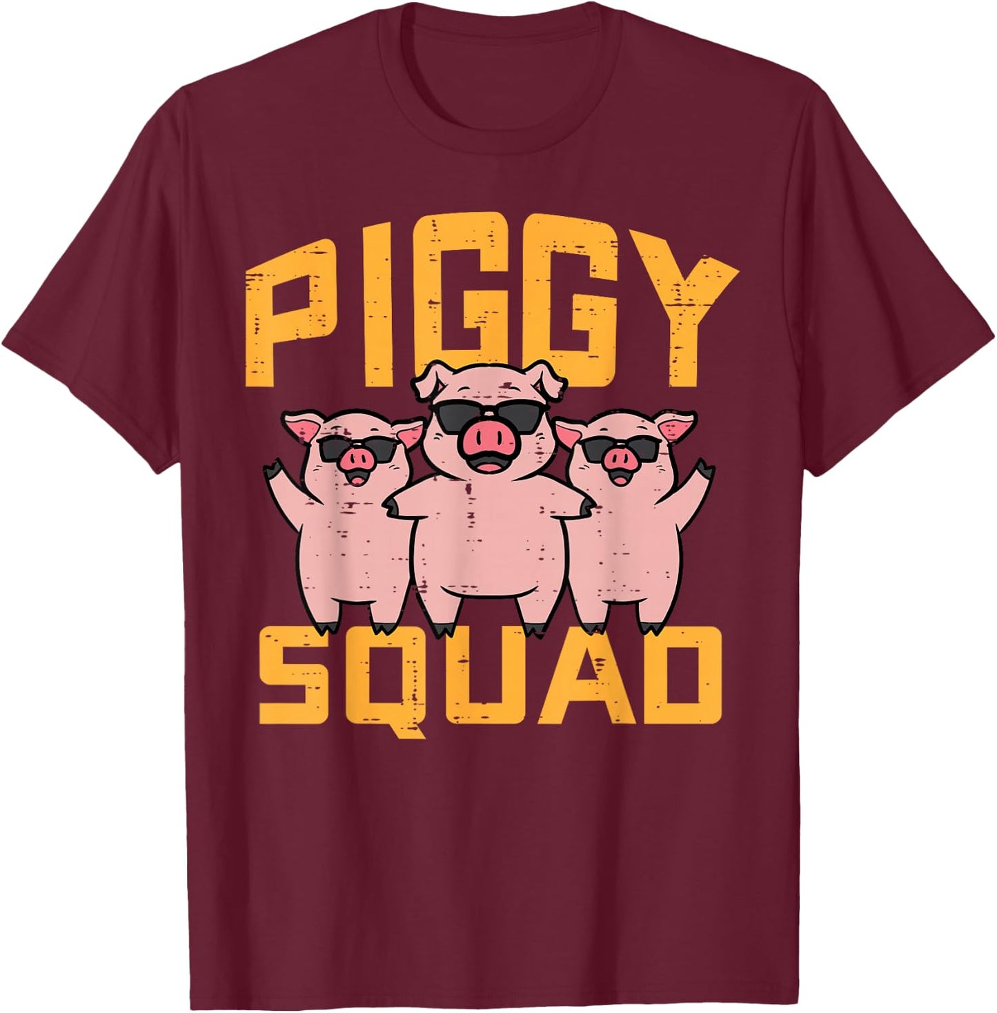 Pig Lover Piggy Squad Hog Farmer Crew Swine Women Men Kids T-Shirt - T-Shirt | Maroon