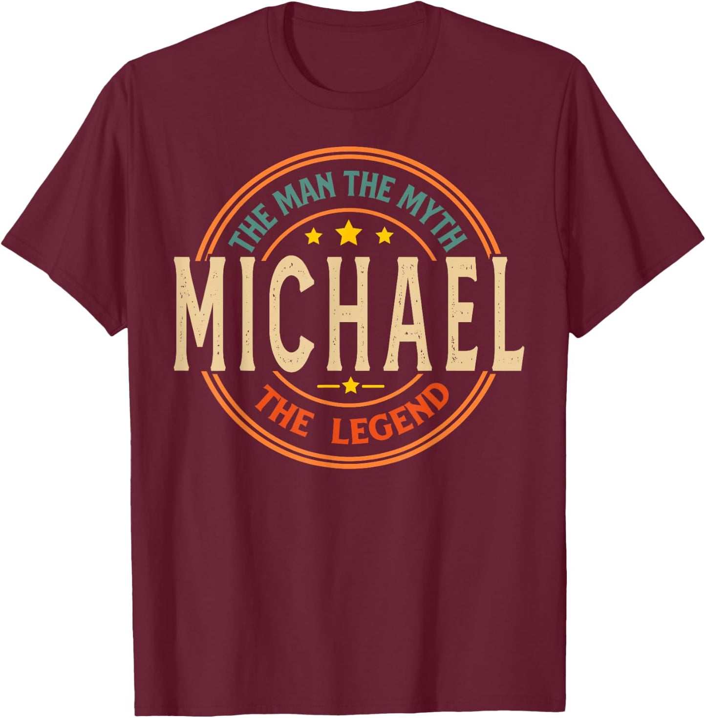 MICHAEL The Man The Myth The Legend Vintage Personalized T-Shirt - T-Shirt | Maroon