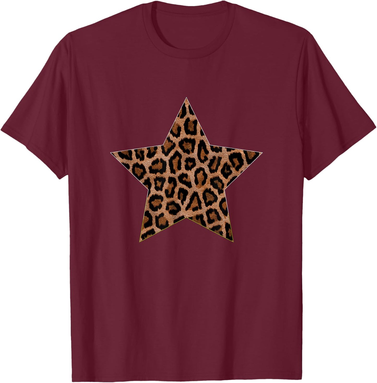 Star Shape - Cute Cheetah Leopard Print Graphic T-Shirt - T-Shirt | Maroon