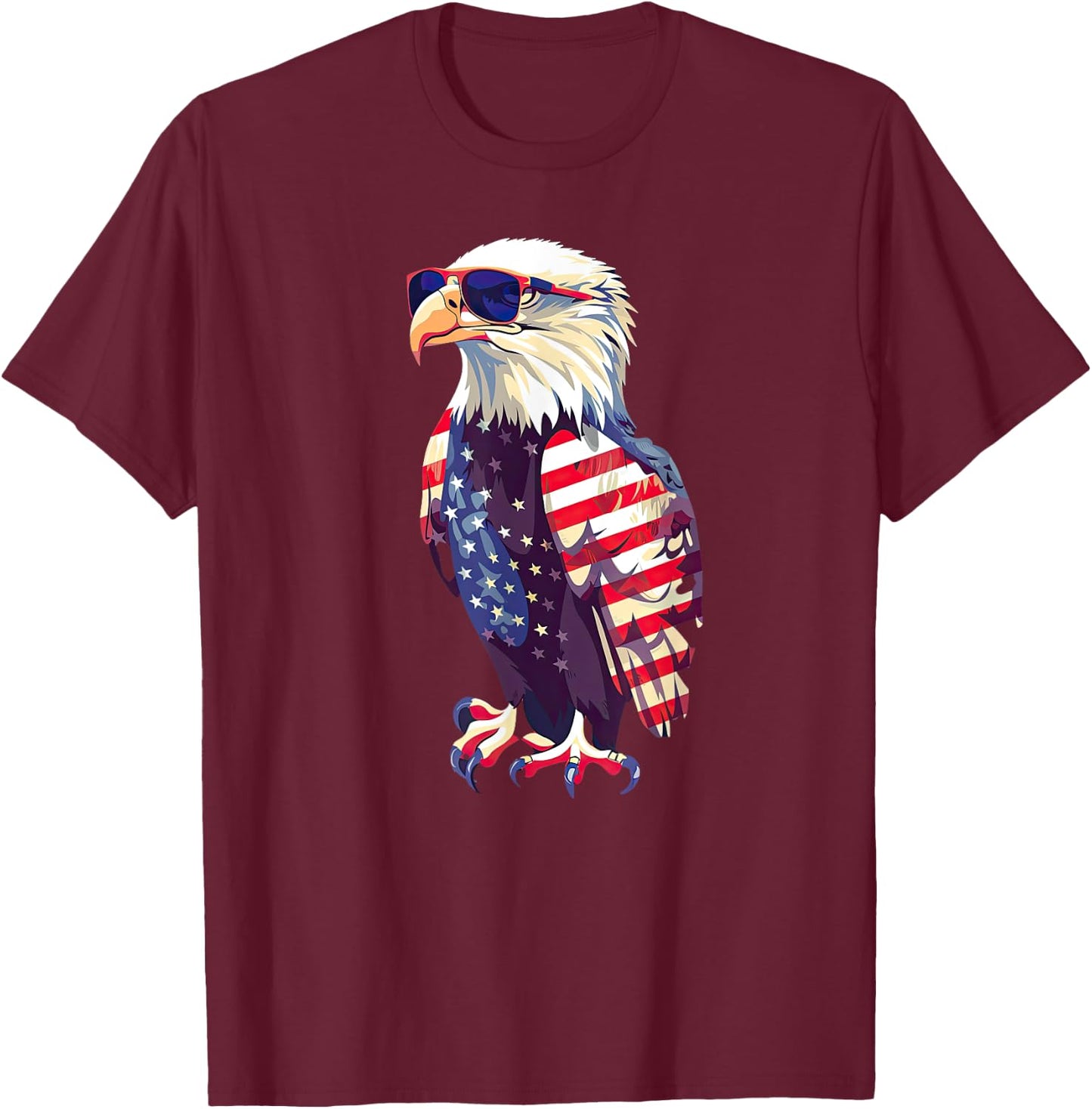 American Bald Eagle, American Flag, Cool Girls Kids Men T-Shirt - T-Shirt | Maroon