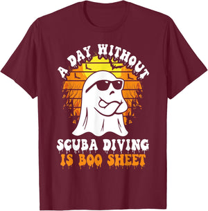 A Day Without Scuba Diving Is Boo Sheet Funny Halloween T-Shirt - T-Shirt | Maroon