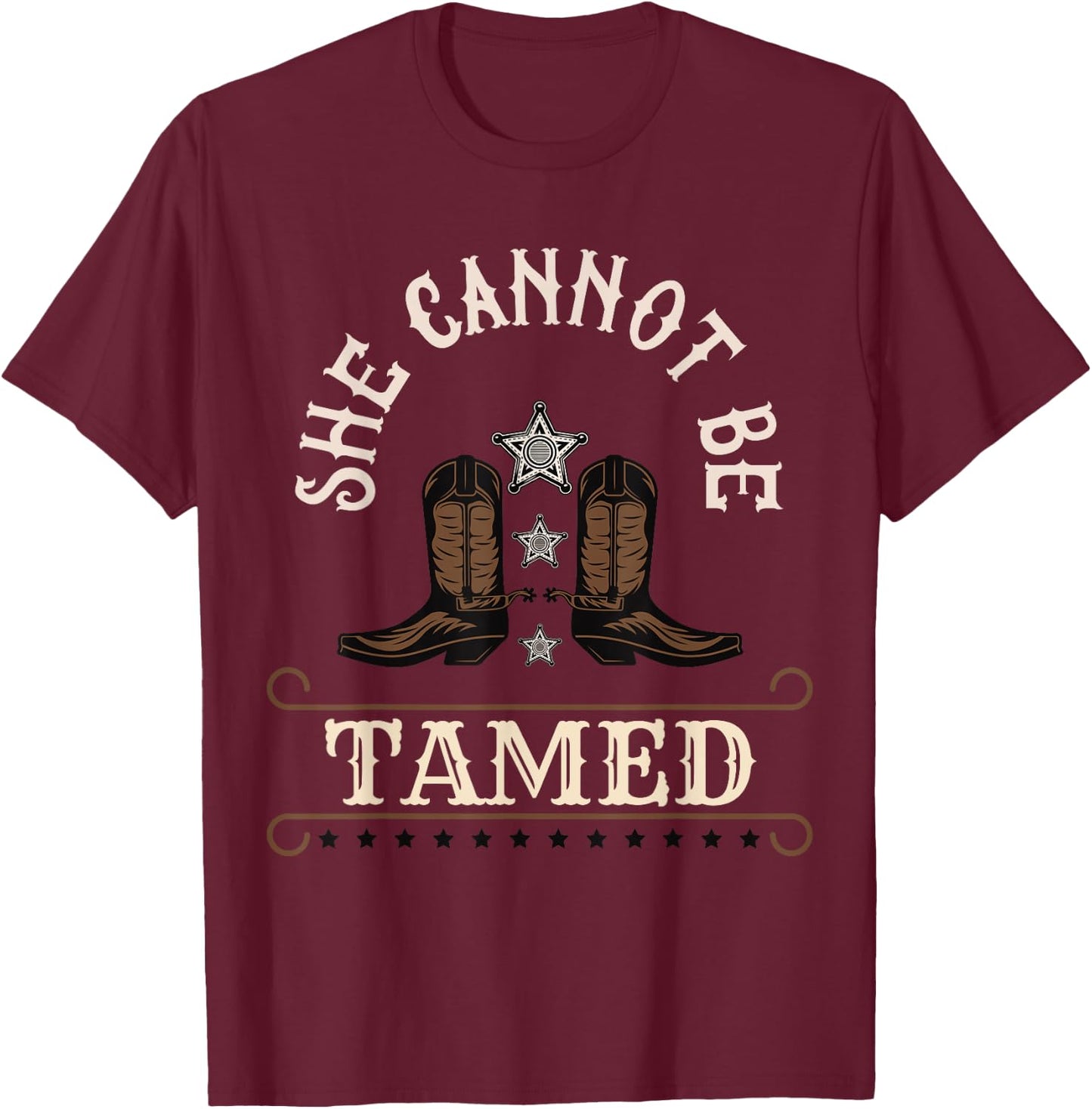 Funny She Cannot Be Tamed Cowgirl Country Girls T-Shirt - T-Shirt | Maroon