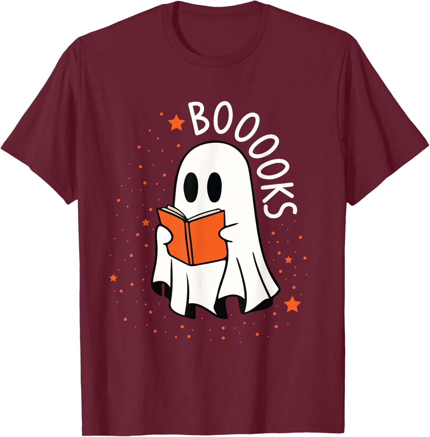Ghost Reading Books Boooks Halloween Teacher Boook Women Kids T-Shirt - T-Shirt | Maroon