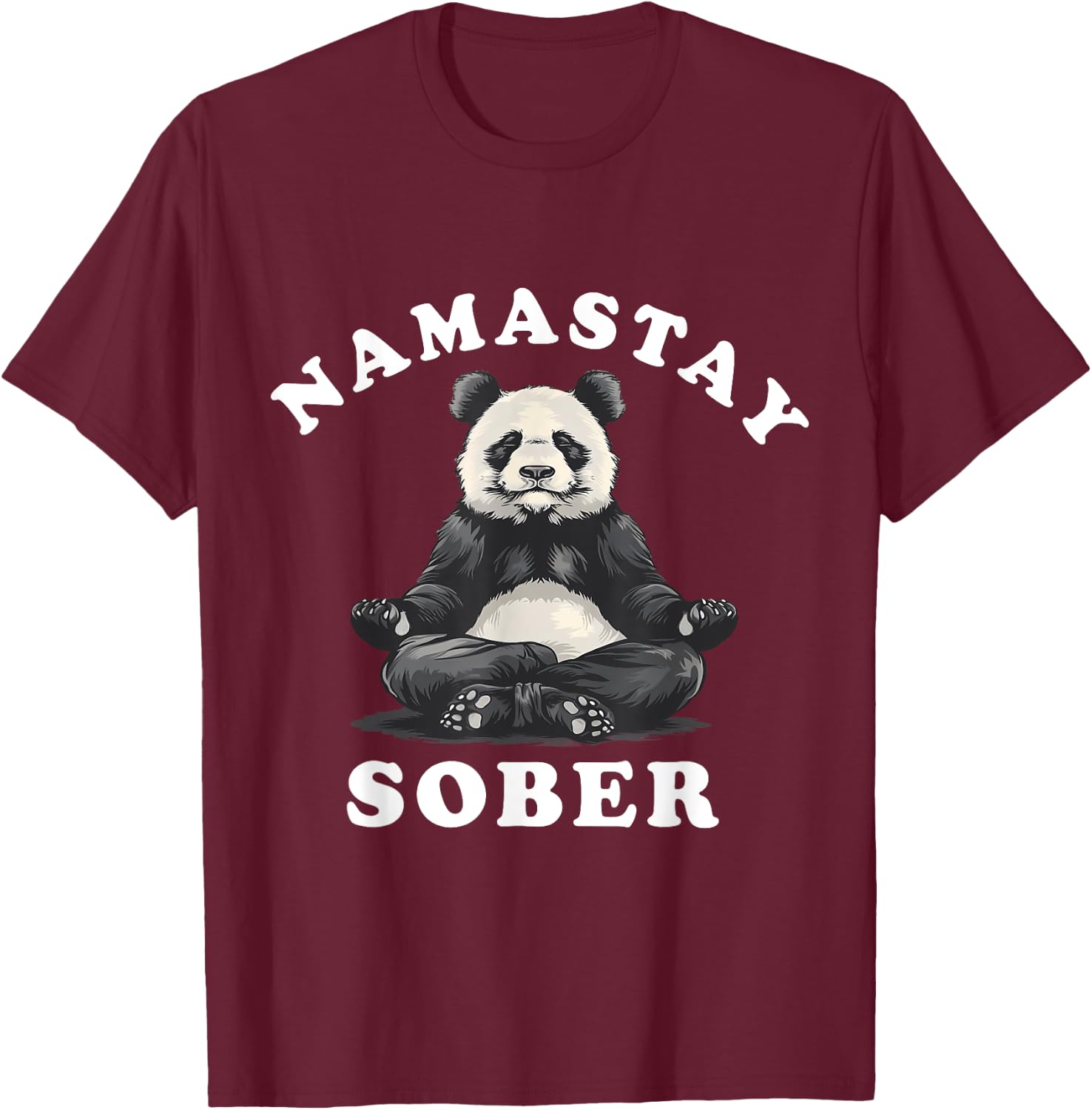 Namastay Sober Bear NA AA Alcoholics Anonymous Buddha T-Shirt - T-Shirt | Maroon