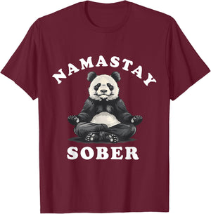 Namastay Sober Bear NA AA Alcoholics Anonymous Buddha T-Shirt - T-Shirt | Maroon