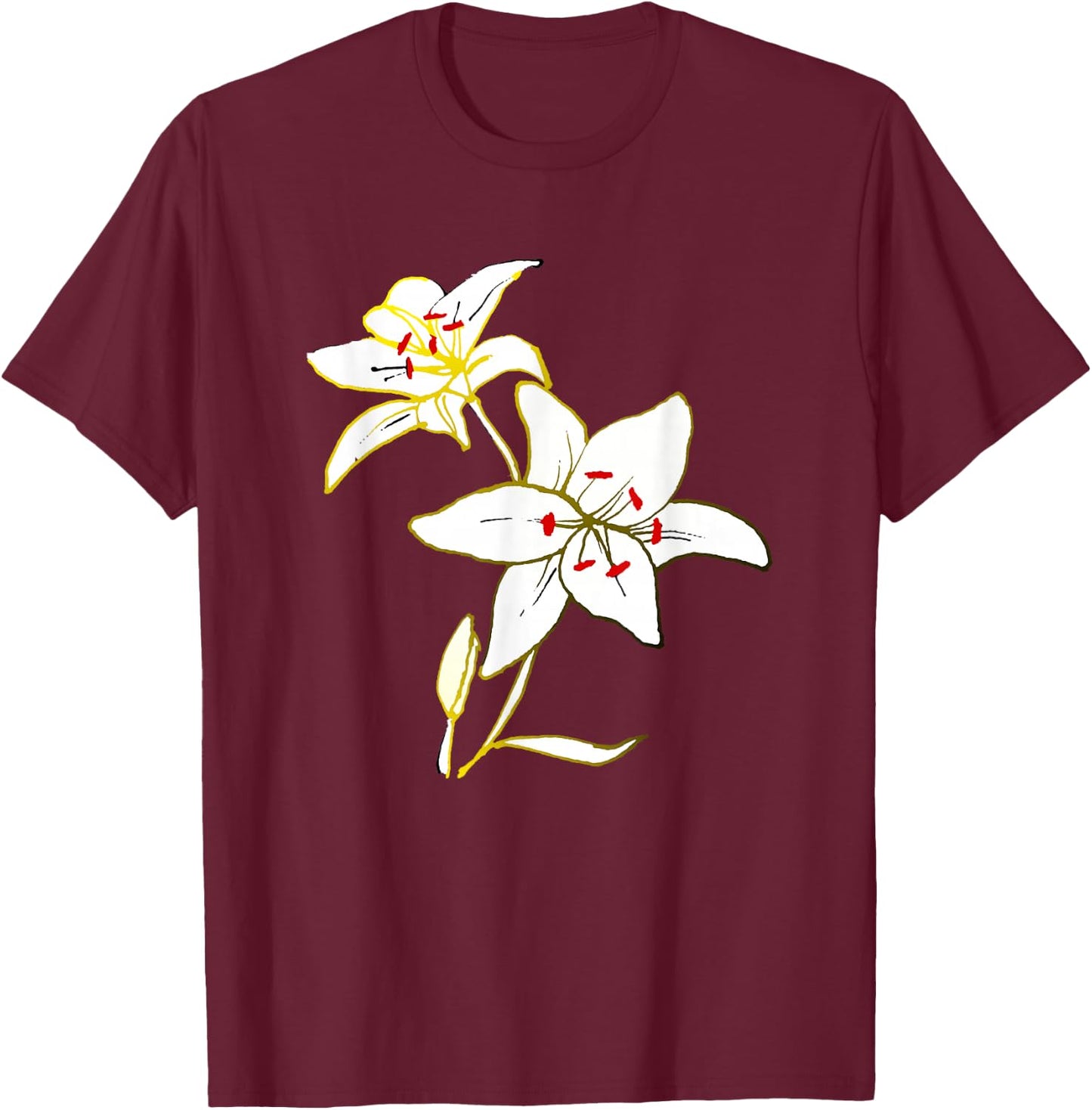 White lily flower petals blooming artistic flower lover T-Shirt - T-Shirt | Maroon