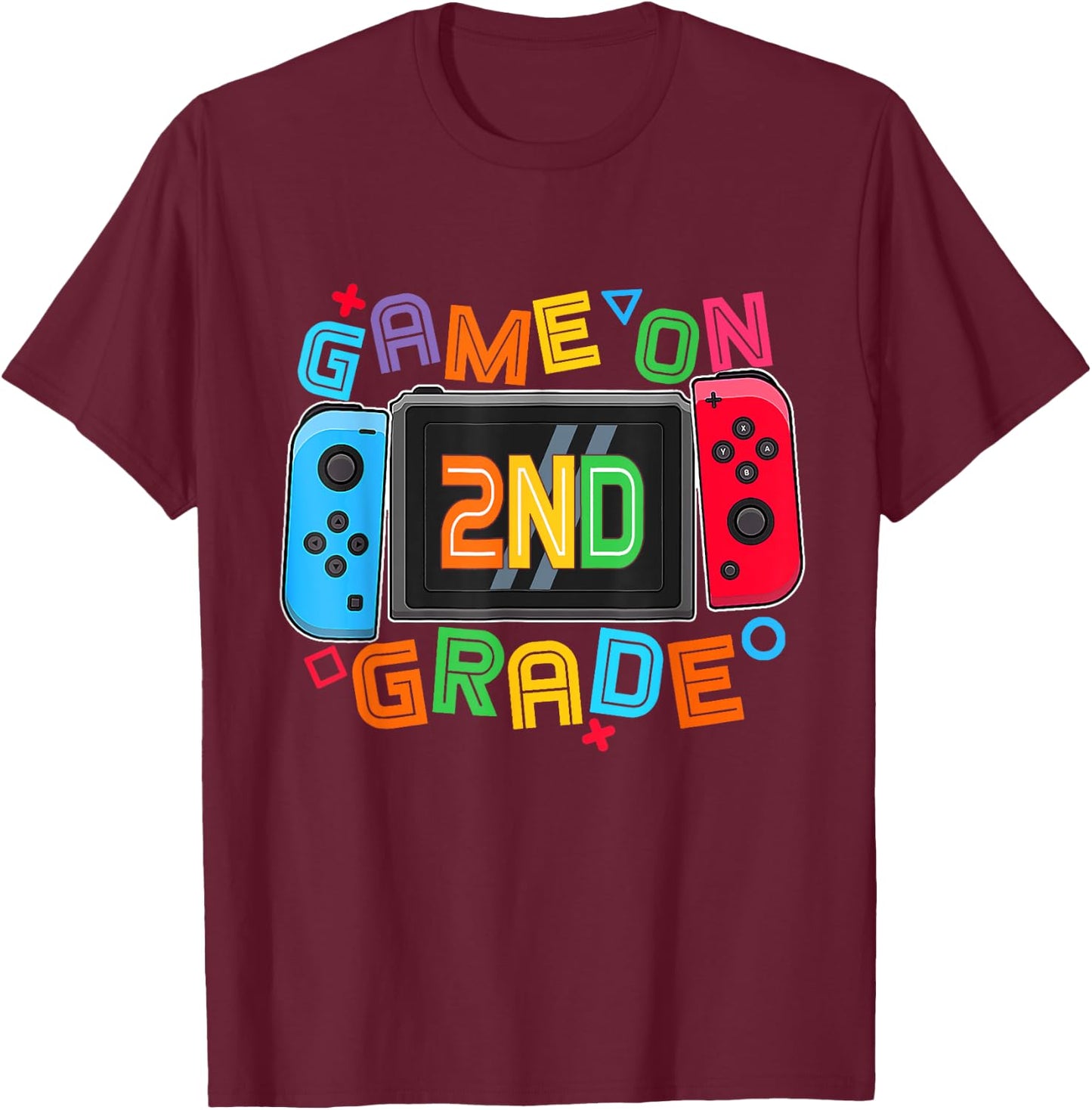 Game On 2nd Grade Gamer Boys Kids Back To School First Day T-Shirt - T-Shirt | Maroon
