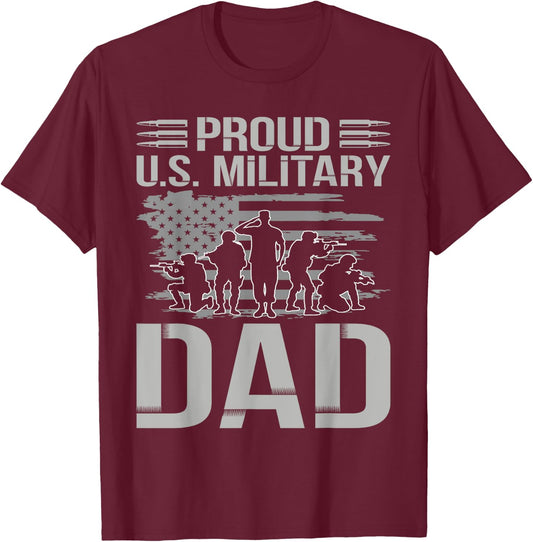 Proud U.s. Military Dad Father's Day For Dad Grandpa Veteran T-Shirt - T-Shirt | Maroon