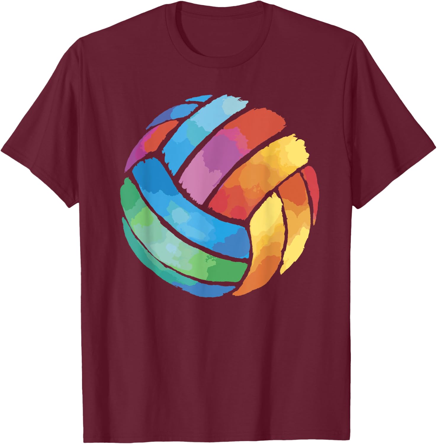 Cute Colorful Volleyball - Colorsplash Volley Ball Gift T-Shirt - T-Shirt | Maroon