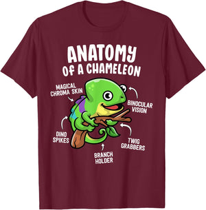Anatomy Of A Chameleon Funny Reptile Lover Pet Lizard T-Shirt - T-Shirt | Maroon
