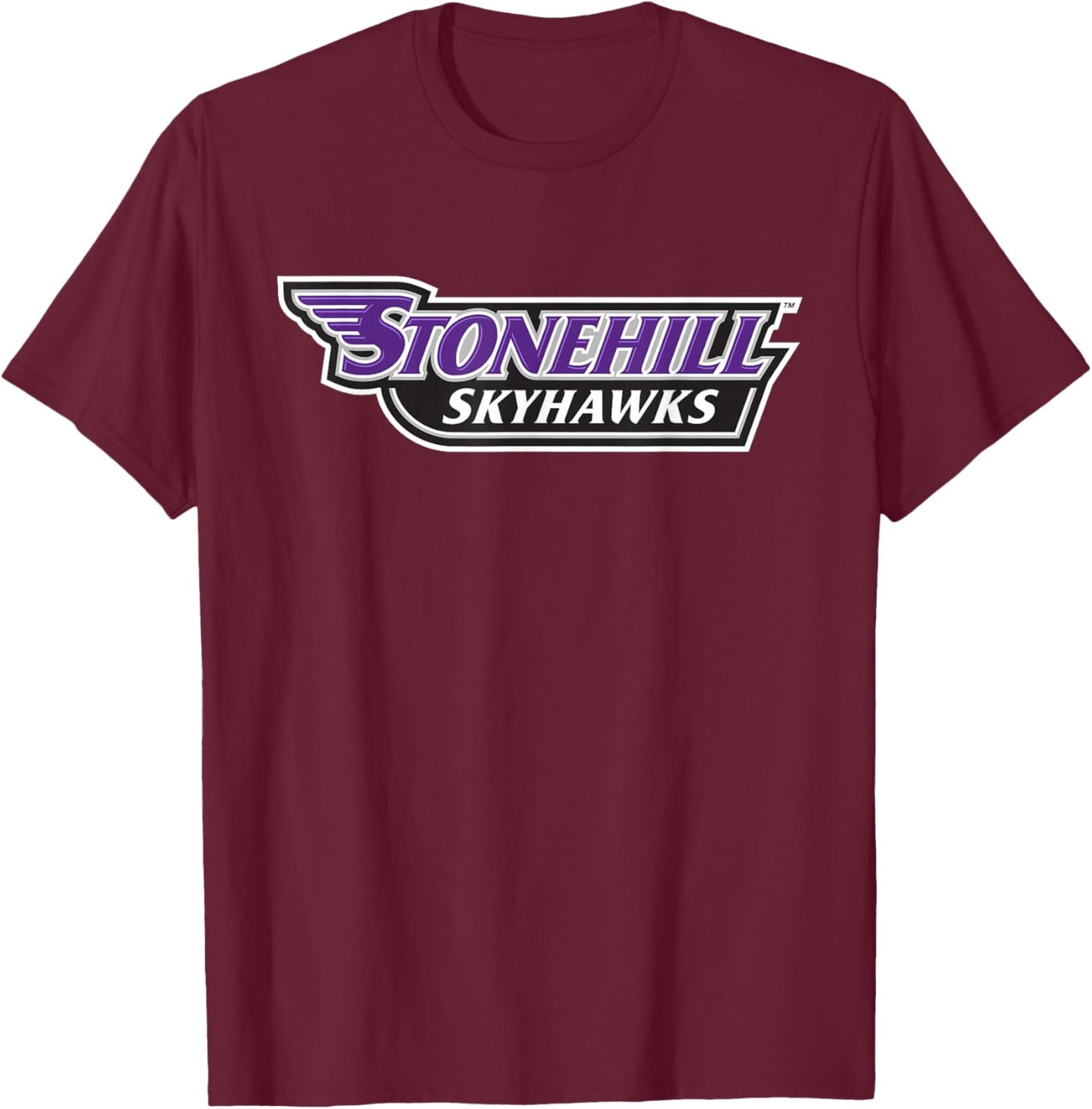 Stonehill College Skyhawks Text Logo T-Shirt - T-Shirt | Maroon