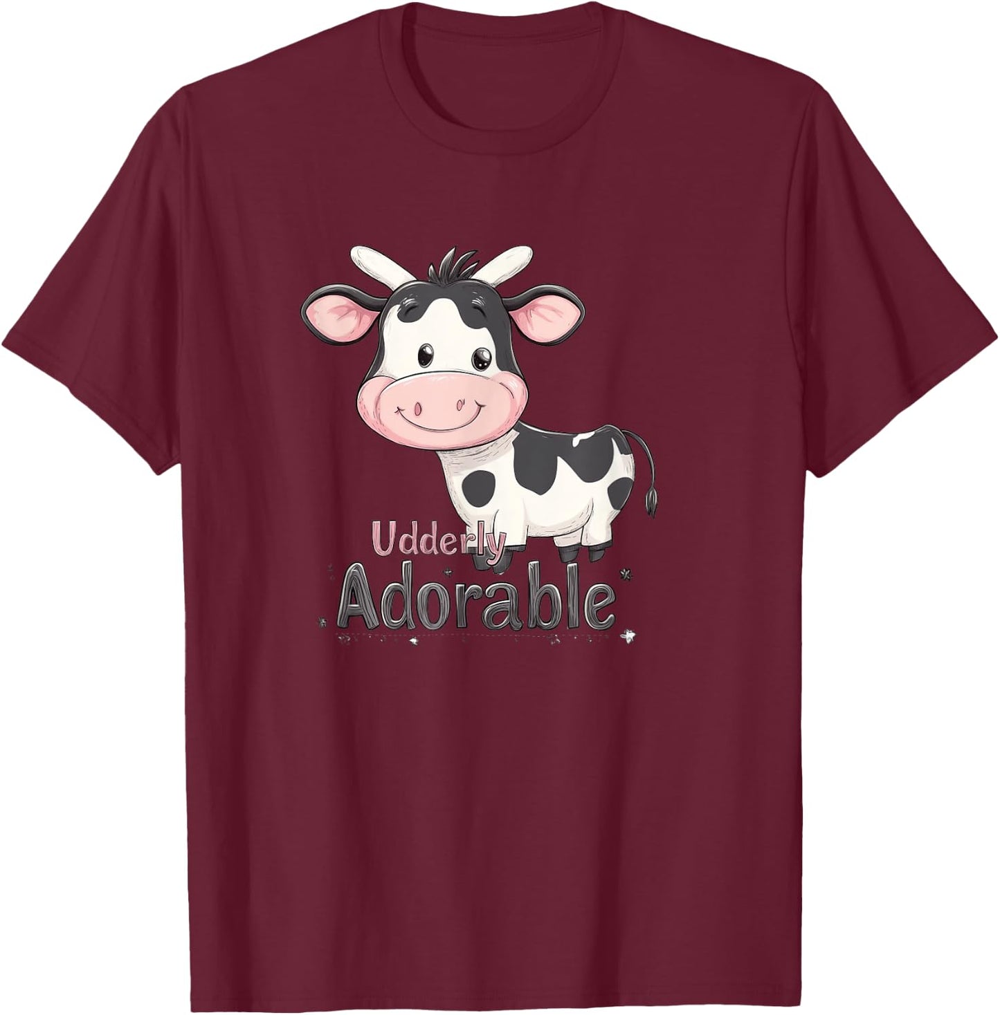 Adorable Cow Cute Farm Animal T-Shirt - T-Shirt | Maroon