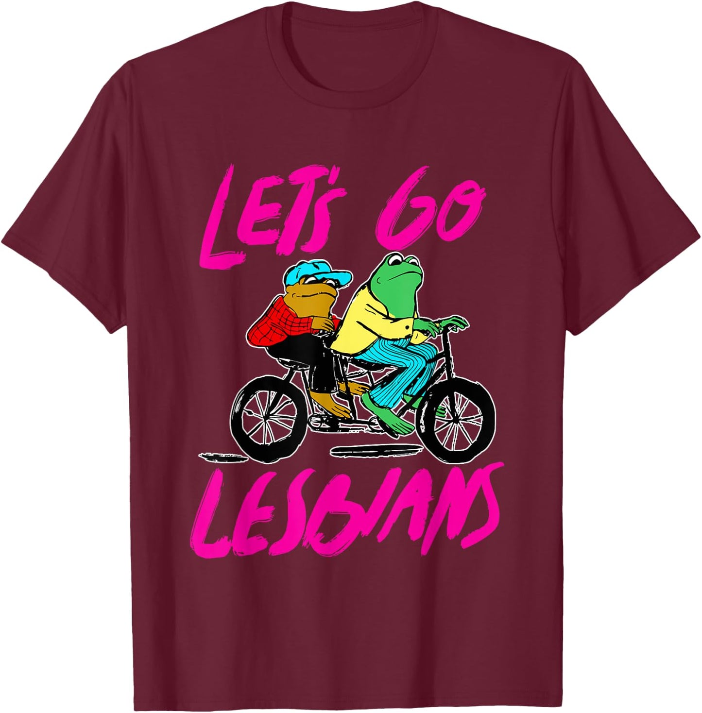 Let's Go Lesbians Frog Howdy Lesbian Design T-Shirt - T-Shirt | Maroon