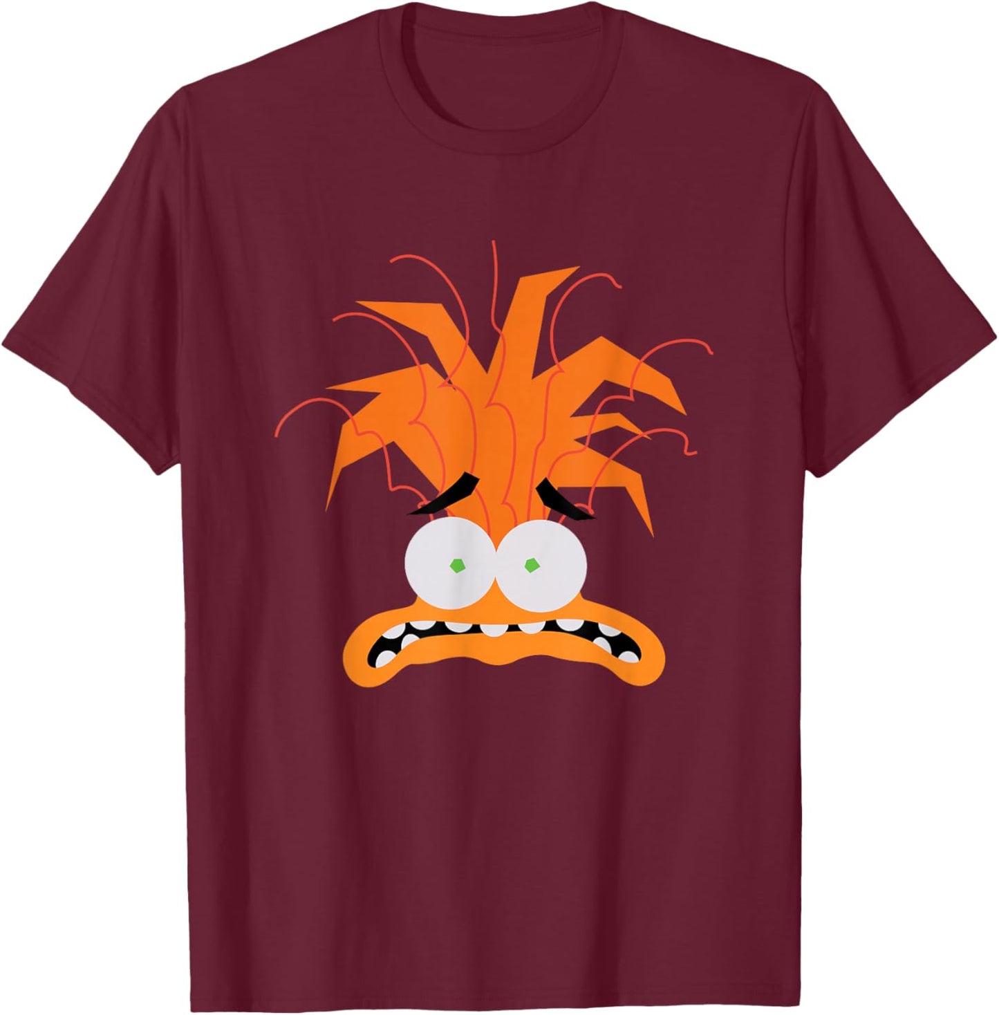 Disney Pixar Inside Out 2 Anxiety Big Head Logo T-Shirt - T-Shirt | Maroon