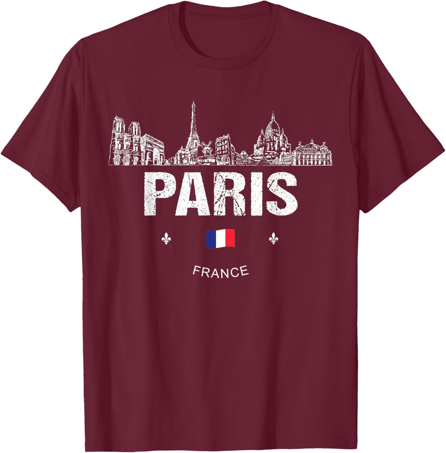 Paris Souvenir Travel T-Shirt - T-Shirt | Maroon