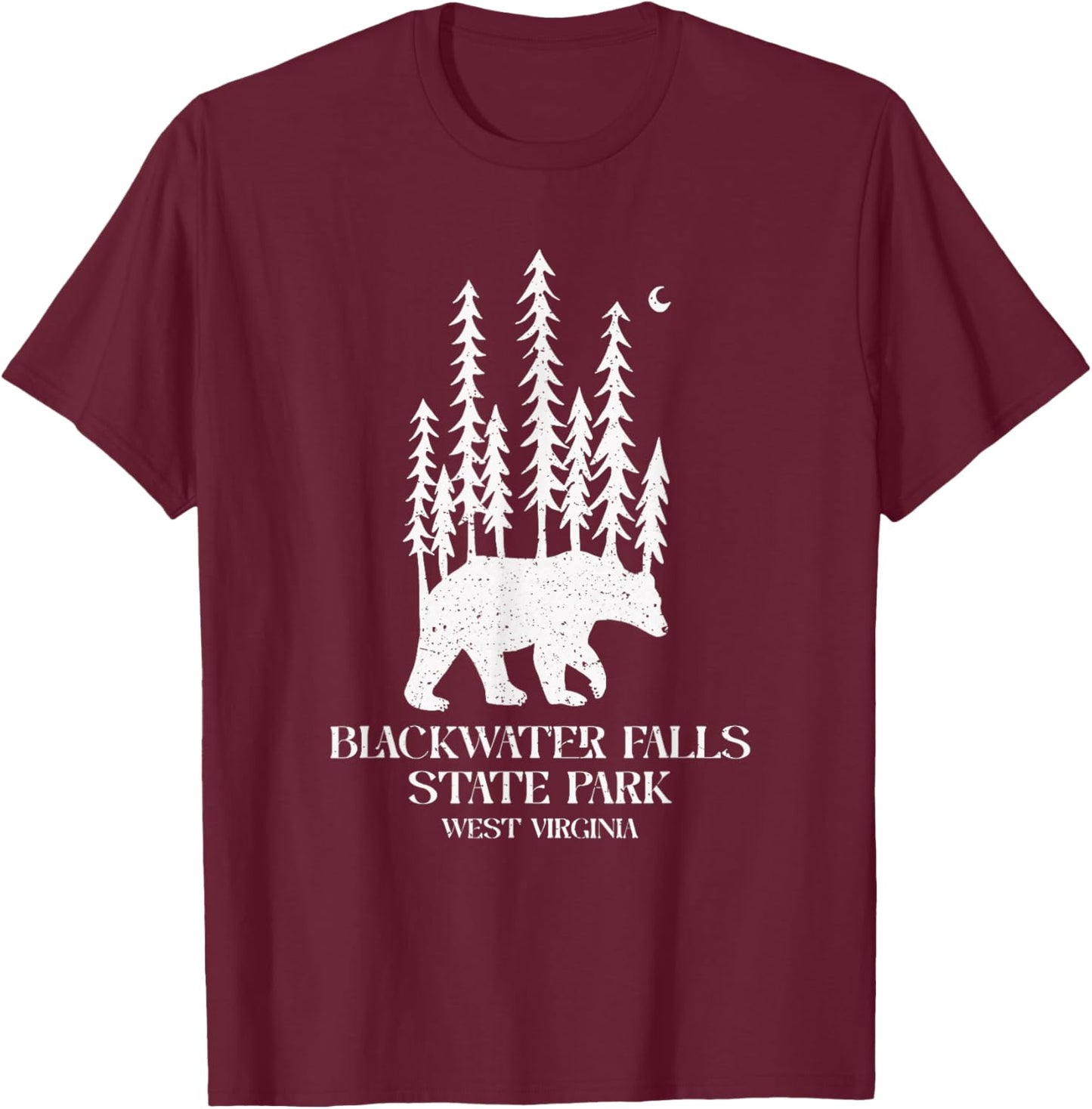 Pine Trees On A Bear Vintage Blackwater Falls West Virginia T-Shirt - T-Shirt | Maroon
