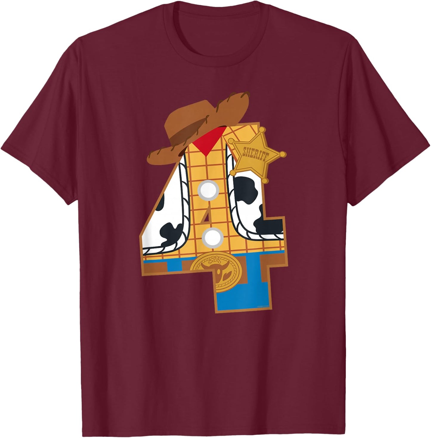 Disney and Pixar's Toy Story Fourth Birthday 4 Years Old T-Shirt - T-Shirt | Maroon