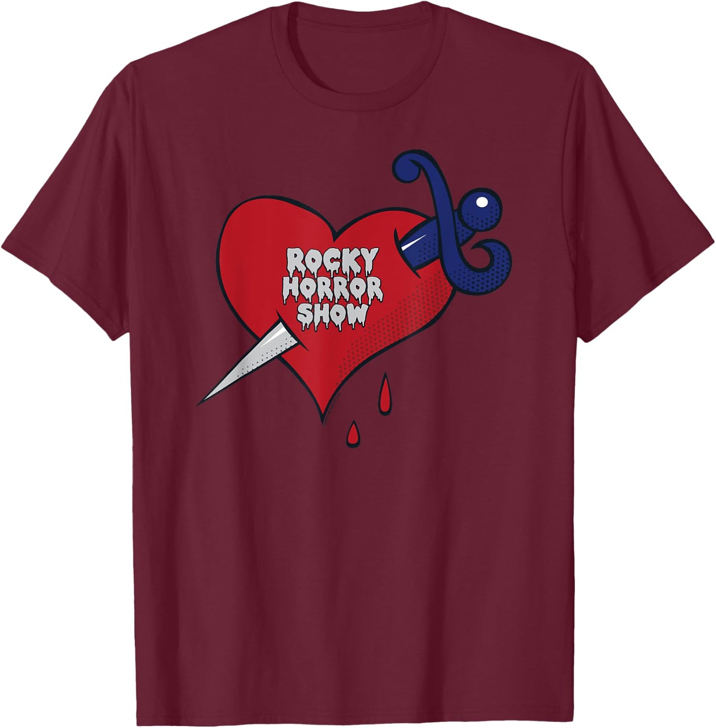 Rocky Horror Show Bleeding Heart Logo Tattoo T-Shirt - T-Shirt | Maroon