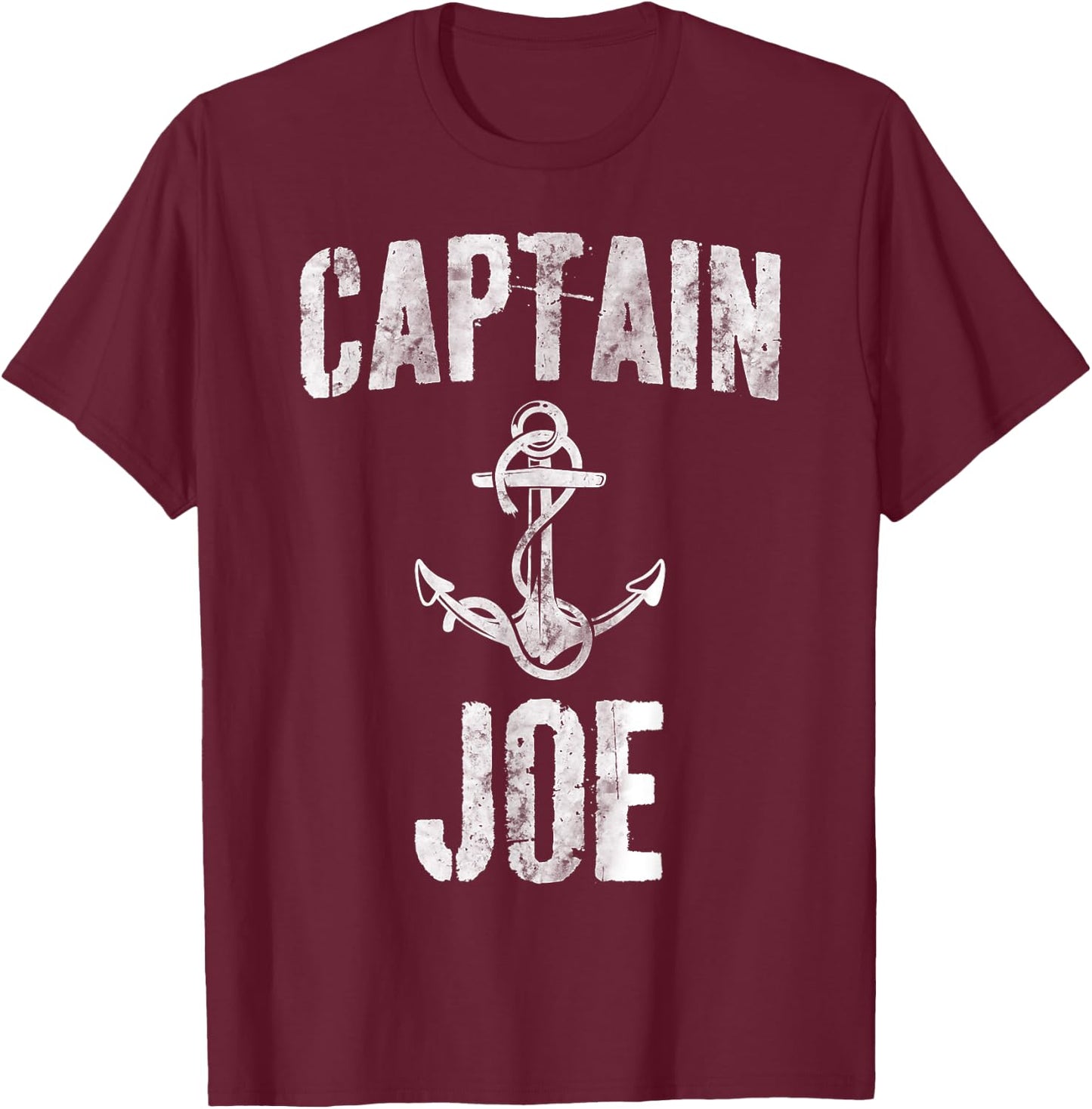 Funny Personalized Boating Shirt First Name Captain Joe T-Shirt - T-Shirt | Maroon
