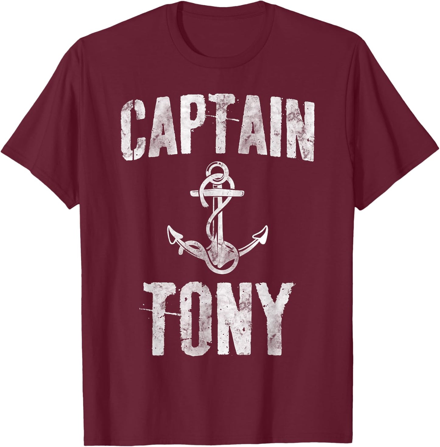 Funny Personalized Boating Shirt First Name Captain Tony T-Shirt - T-Shirt | Maroon
