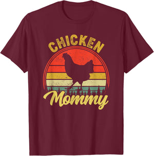 Chicken Mommy Retro 70s 80s Funny Chicken Mom Mothers Day T-Shirt - T-Shirt | Maroon