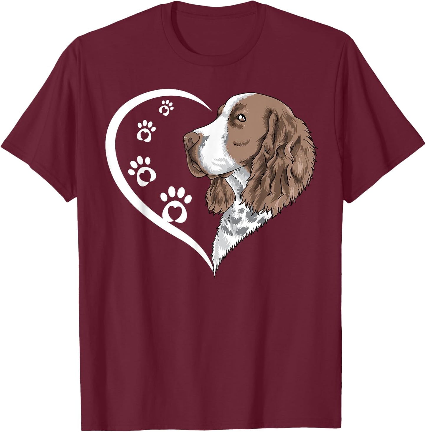 English Springer Spaniel Shirts Girls Kids Heart T-Shirt - T-Shirt | Maroon