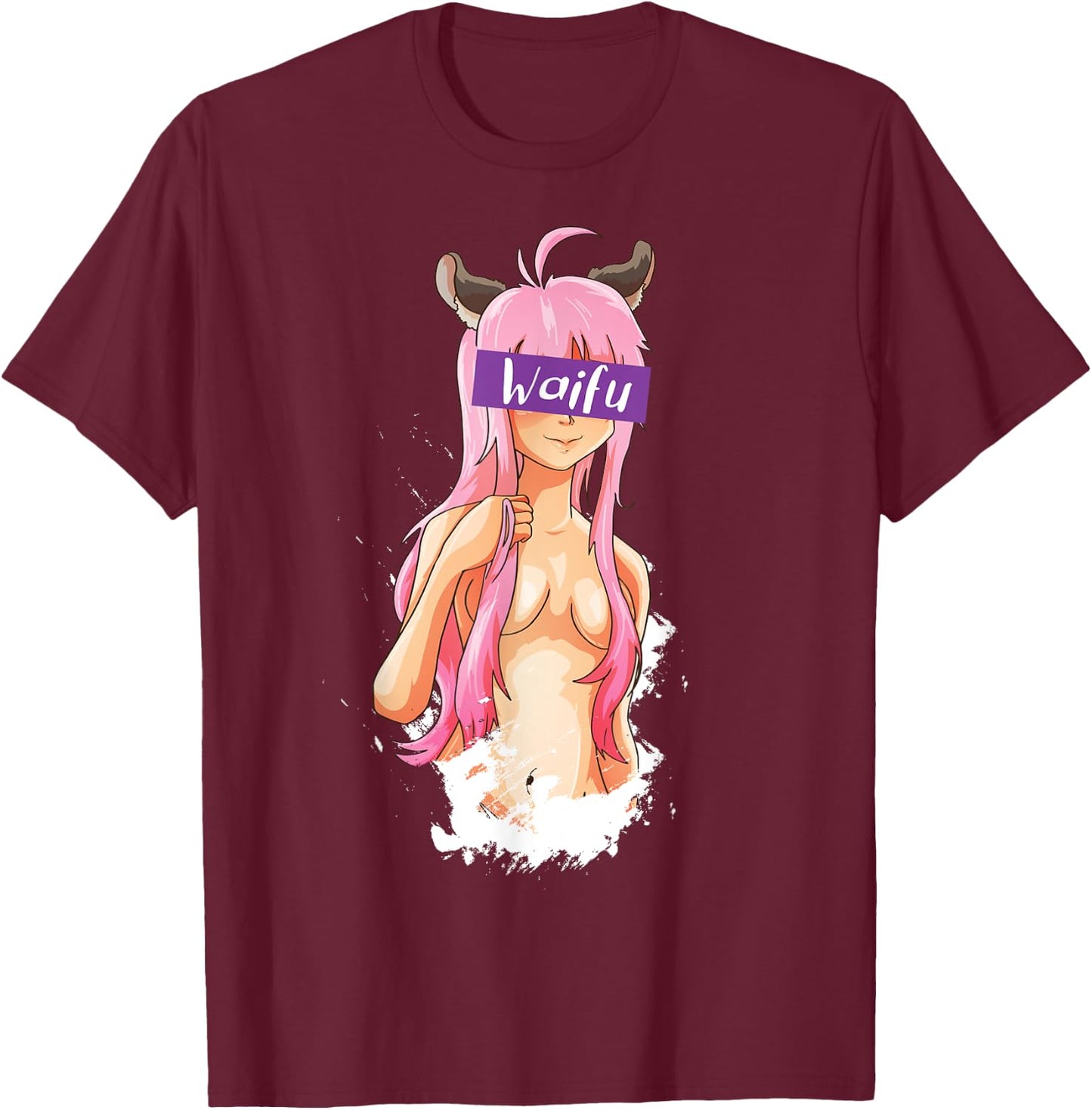Waifu Anime Girl Manga Comic T-Shirt - T-Shirt | Maroon