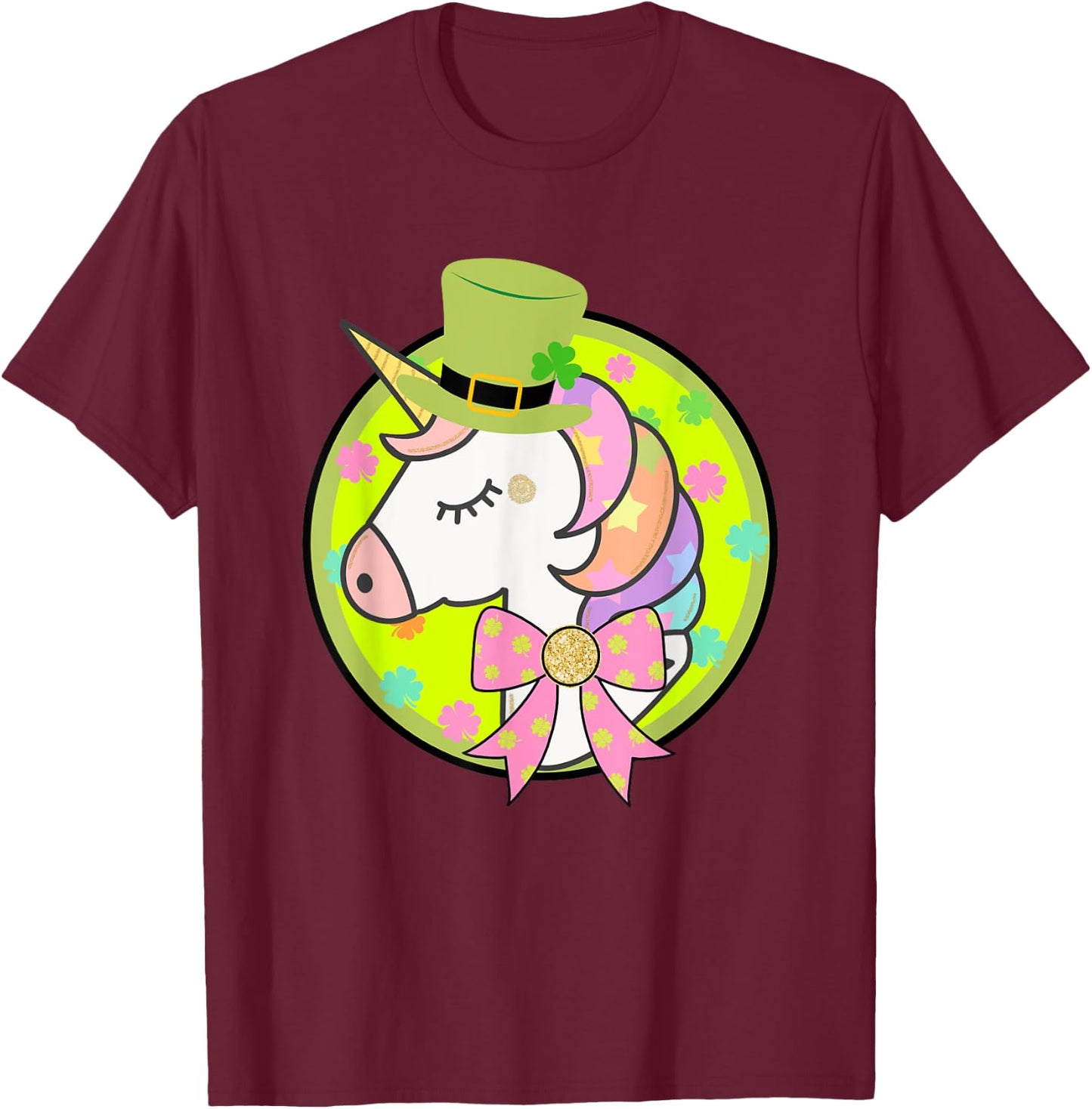 St. Patricks Day Magical Unicorn Shrit T-Shirt - T-Shirt | Maroon
