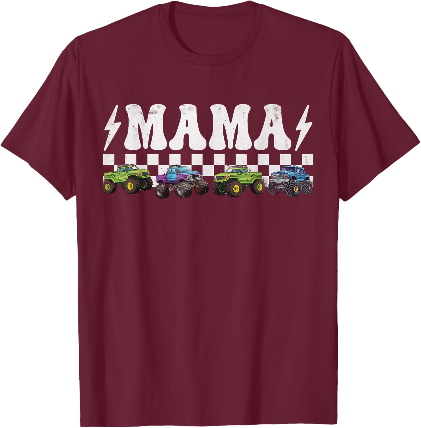 Monster Truck Mama Family Matching Monster Trucks Birthday T-Shirt - T-Shirt | Maroon