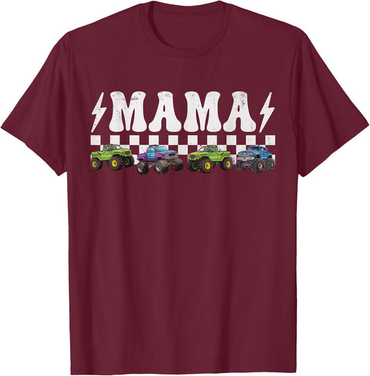 Monster Truck Mama Family Matching Monster Trucks Birthday T-Shirt - T-Shirt | Maroon