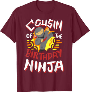 Cousin Of The Birthday Ninja Karate Kids Bday Party Family T-Shirt - T-Shirt | Maroon