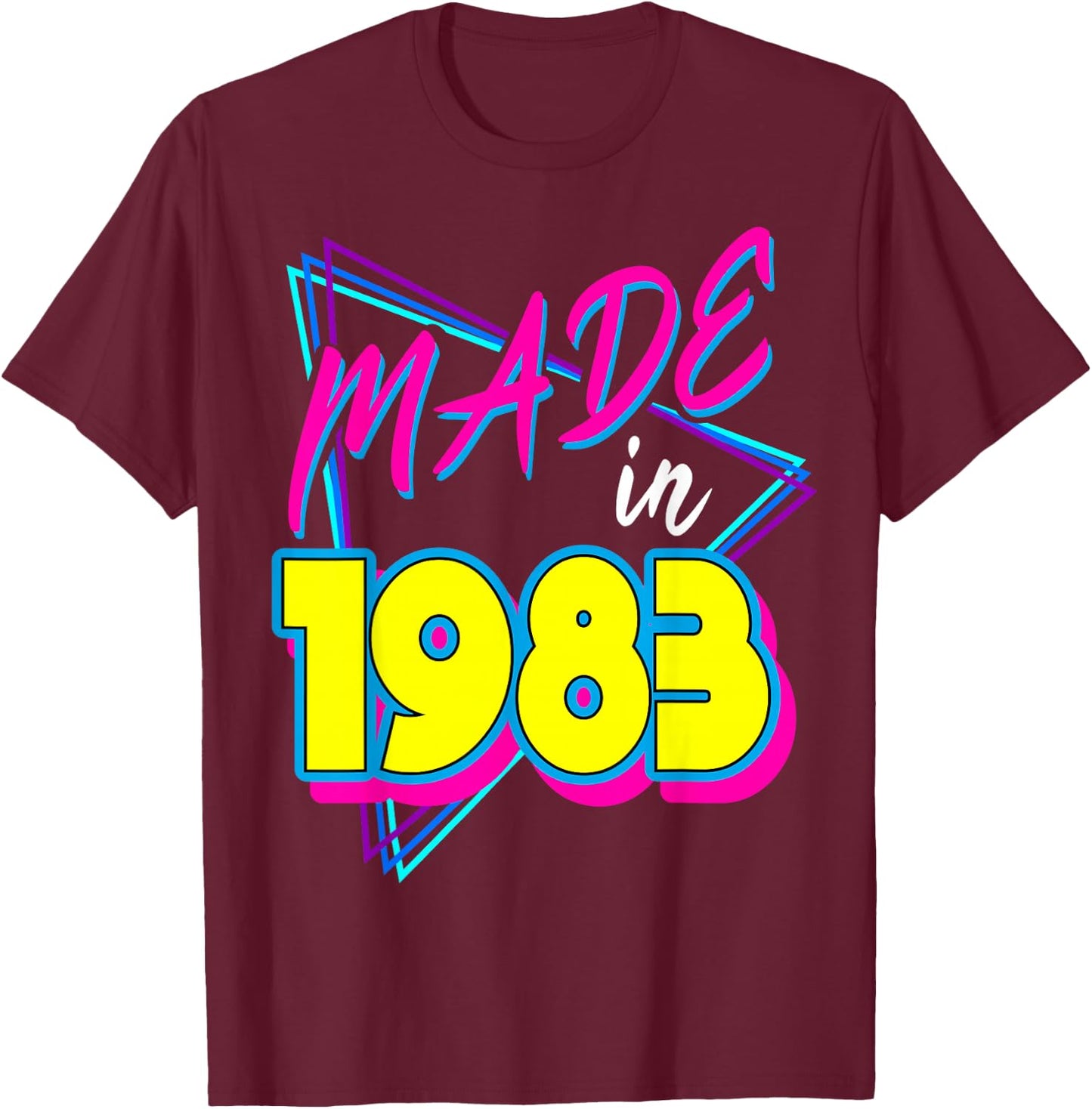 Made in 1983 38th Birthday Retro 38 Years Old 80s Vintage T-Shirt - T-Shirt | Maroon
