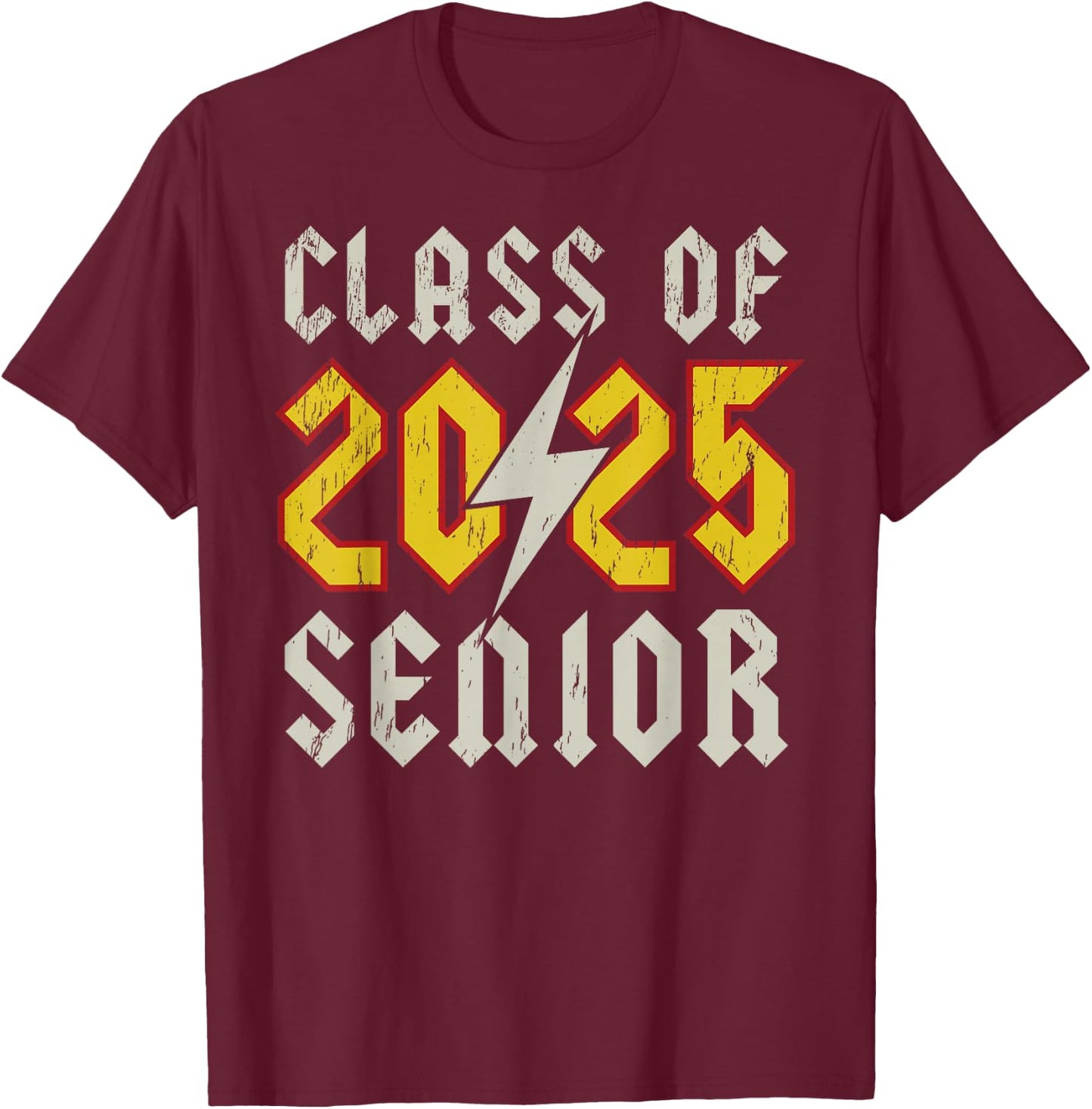 Class of 2025 Senior Rock N Roll Back To School Music Lover T-Shirt - T-Shirt | Maroon