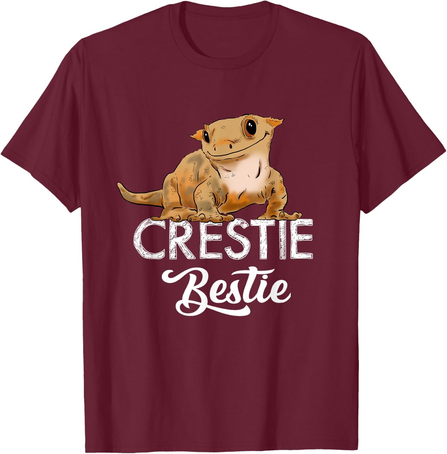 Cute Crested Gecko, Crestie Bestie, Gecko Lover, Lizards T-Shirt - T-Shirt | Maroon