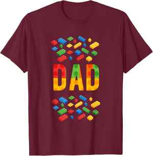 DAD Master Builder Building Bricks Blocks Family Matching T-Shirt - T-Shirt | Maroon