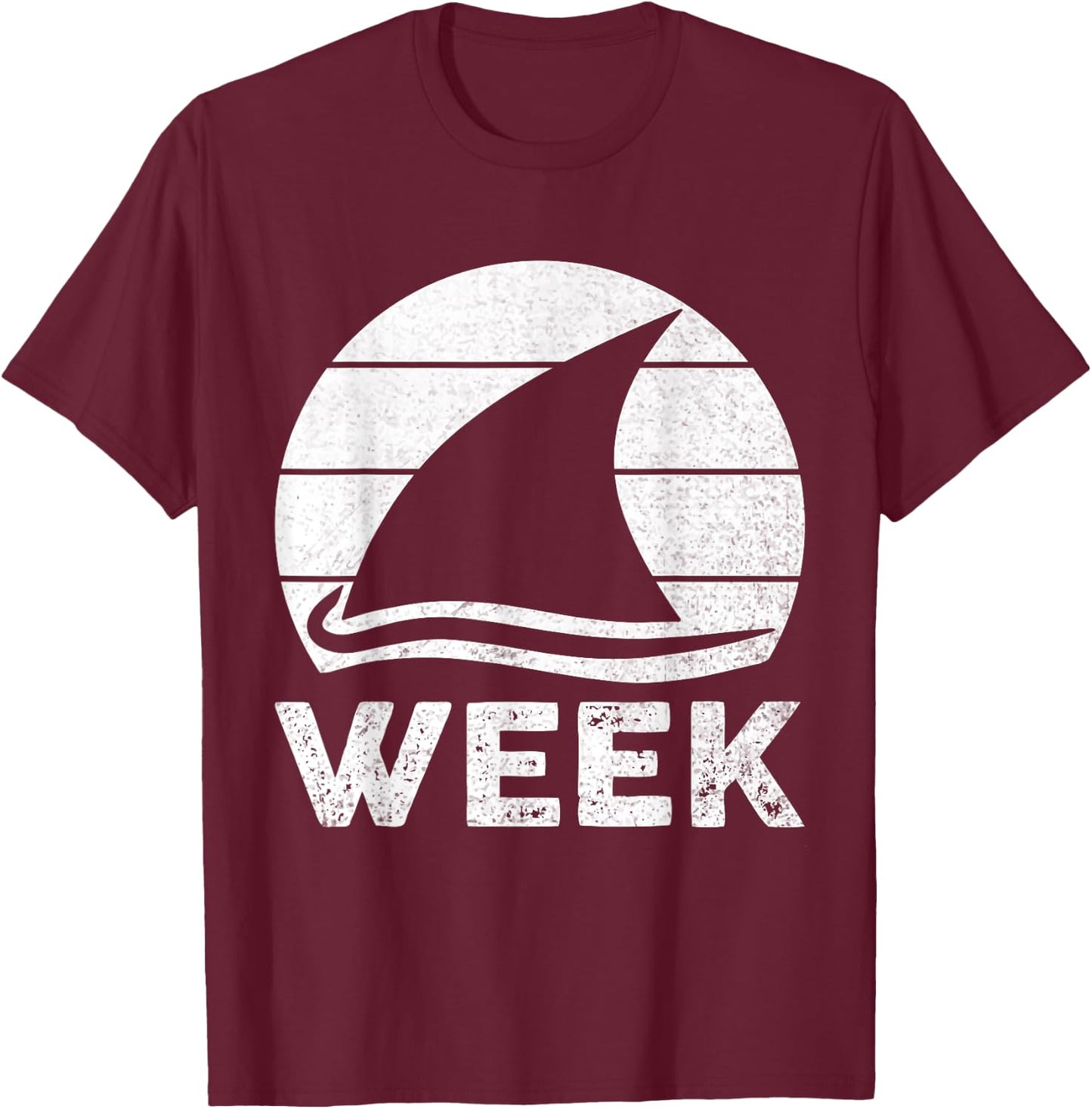 2025 Week Retro Shark Fin Lover Sea Ocean Animal Summer Trip Women Kids T-Shirt - T-Shirt | Maroon