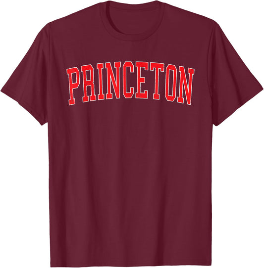 Vintage Princeton FL Distressed Red Varsity Style T-Shirt - T-Shirt | Maroon
