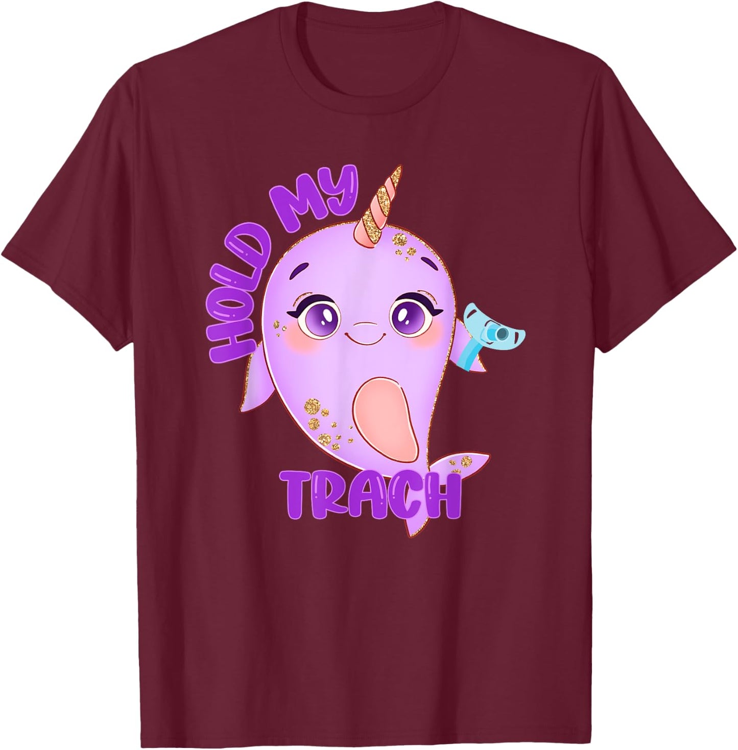 Hold my Trach, Decannulation Celebration, Tracheostomy Aware T-Shirt - T-Shirt | Maroon