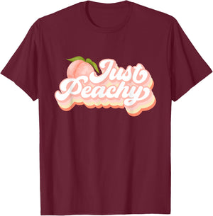 Vintage Just Peachy Peaches Women Summer Fruit T-Shirt - T-Shirt | Maroon