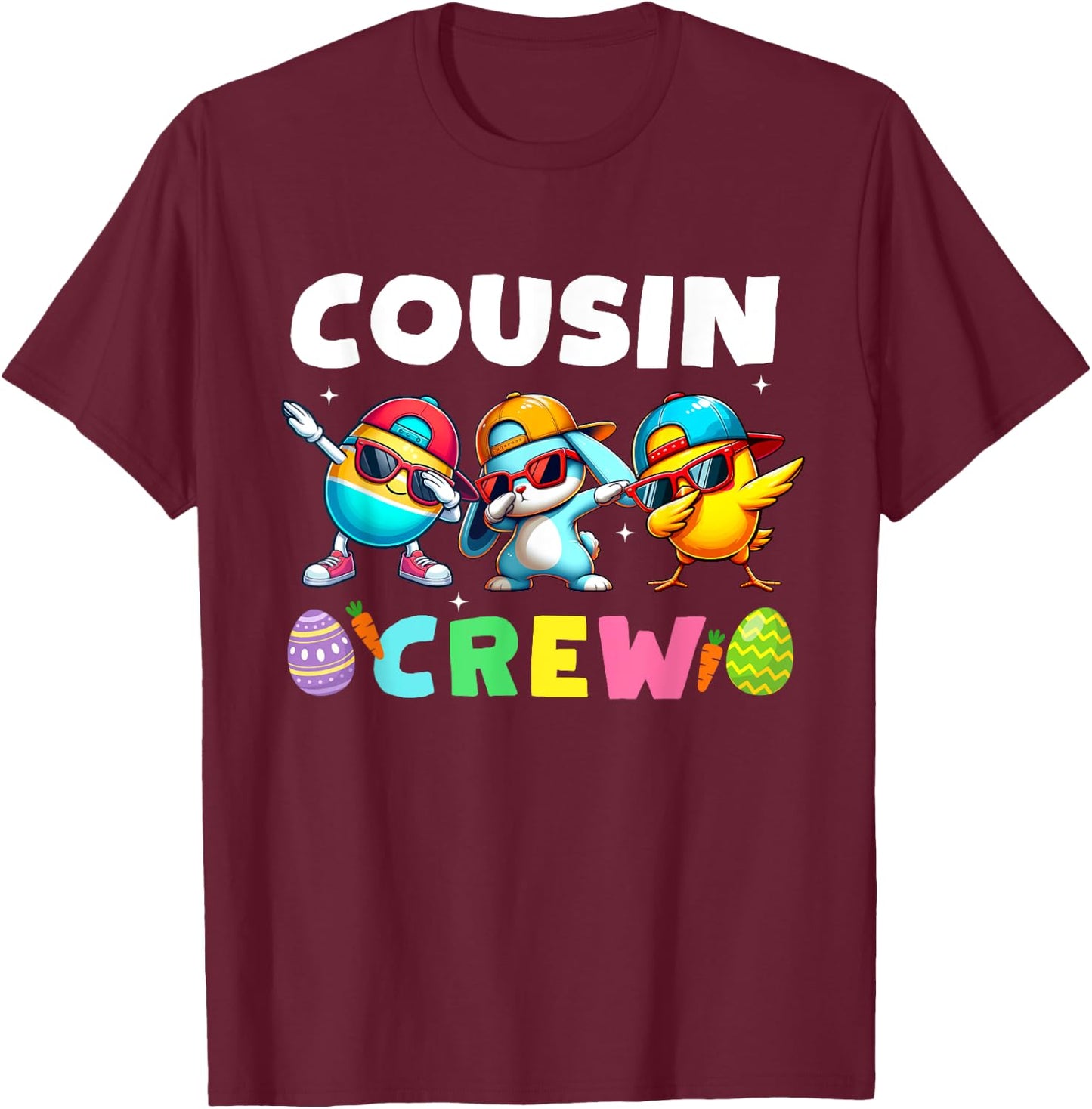 Cousin Crew Easter Bunny Family Matching Girls Boys Toddler T-Shirt - T-Shirt | Maroon