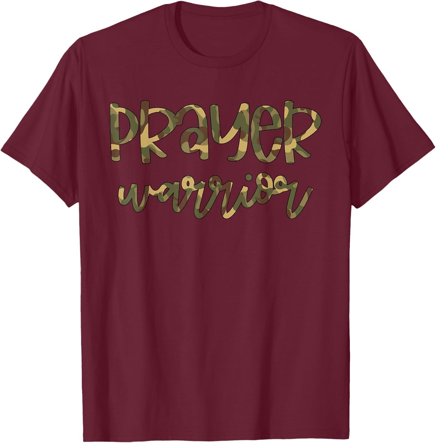 Camo Prayer Warrior Christian Pink Breast Cancer Awareness T-Shirt - T-Shirt | Maroon