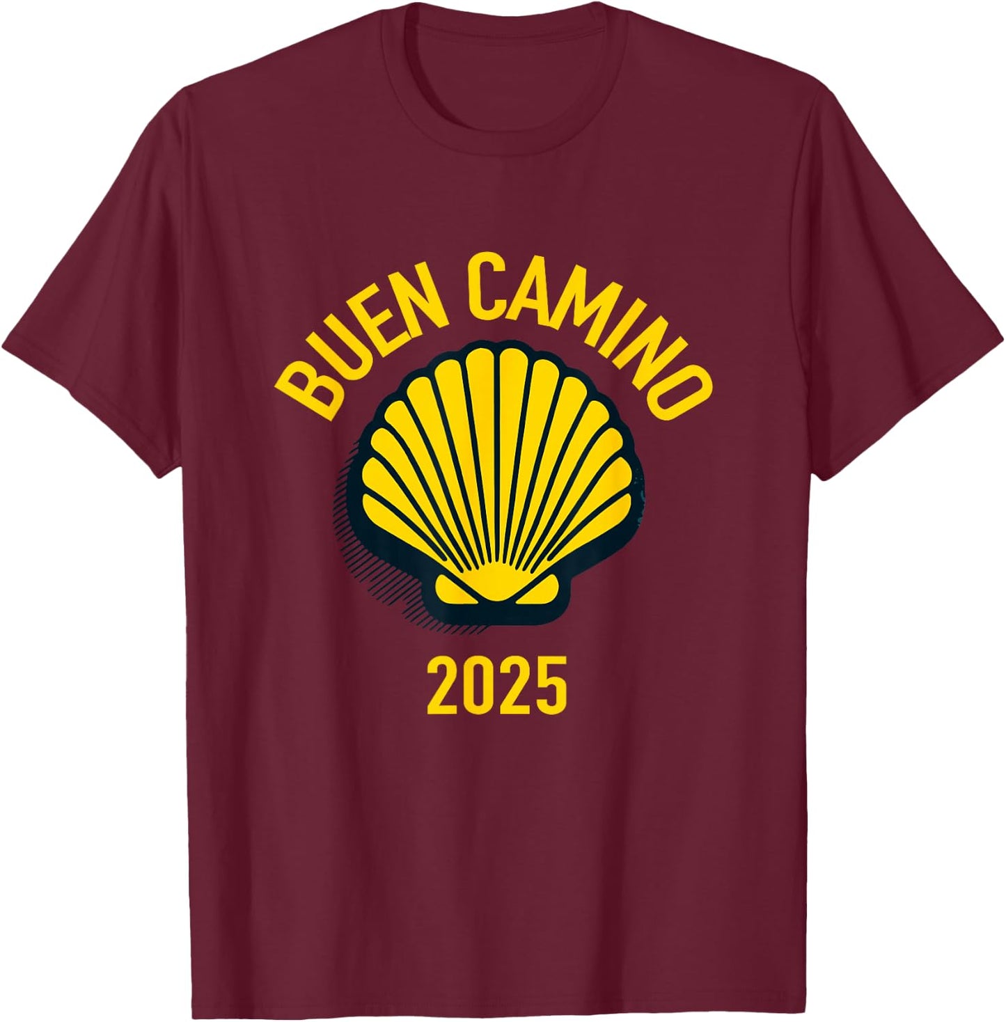 Hiking Camino De Santiago Scallop Shell 2025 T-Shirt - T-Shirt | Maroon