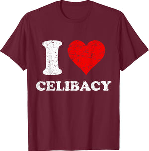 Distressed I Heart Celibacy I Love Celibacy T-Shirt - T-Shirt | Maroon
